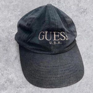Vintage GUESS U.S.A. Denim Snapback Hat Y2K 90s Adjustable Cap Made in China